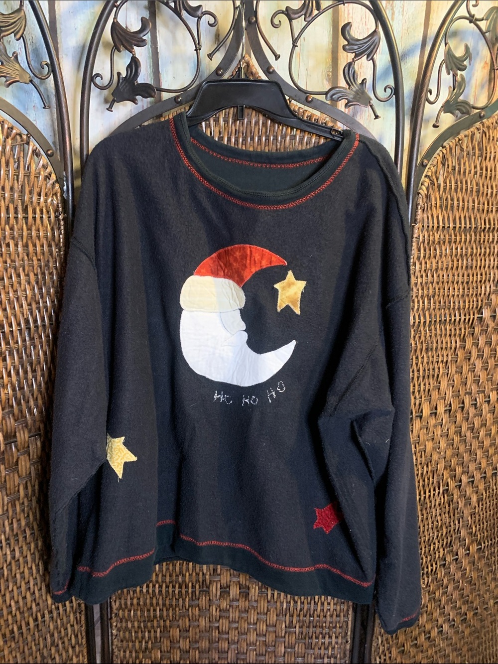 Vintage Handmade Santa Christmas Applique Sweatshirt Size 2X